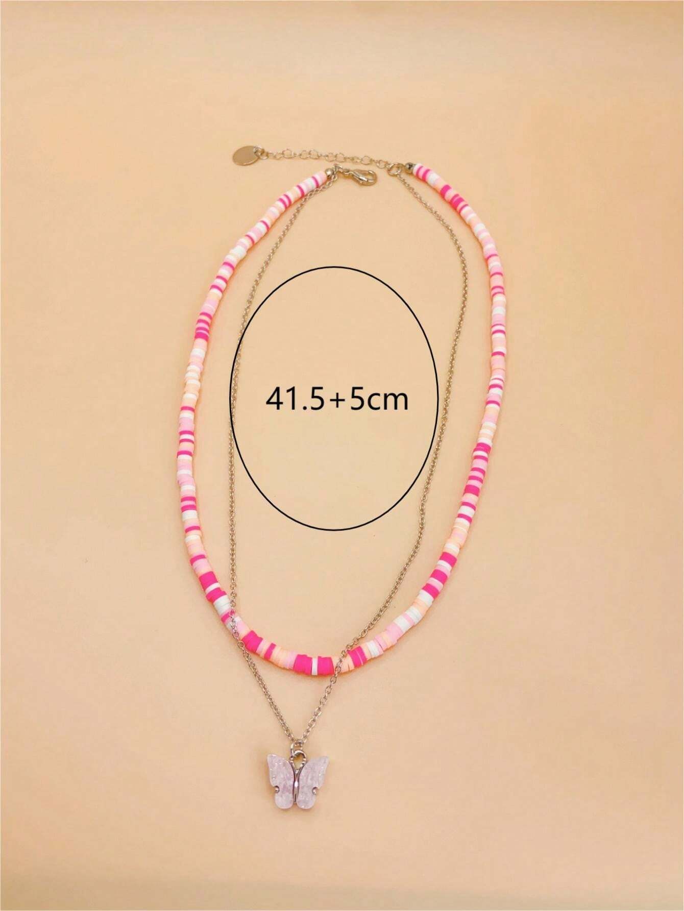 5882 1b-05-15 Collar simple & fresco multicapas cuentas de cerámica color mezclado para mujeres