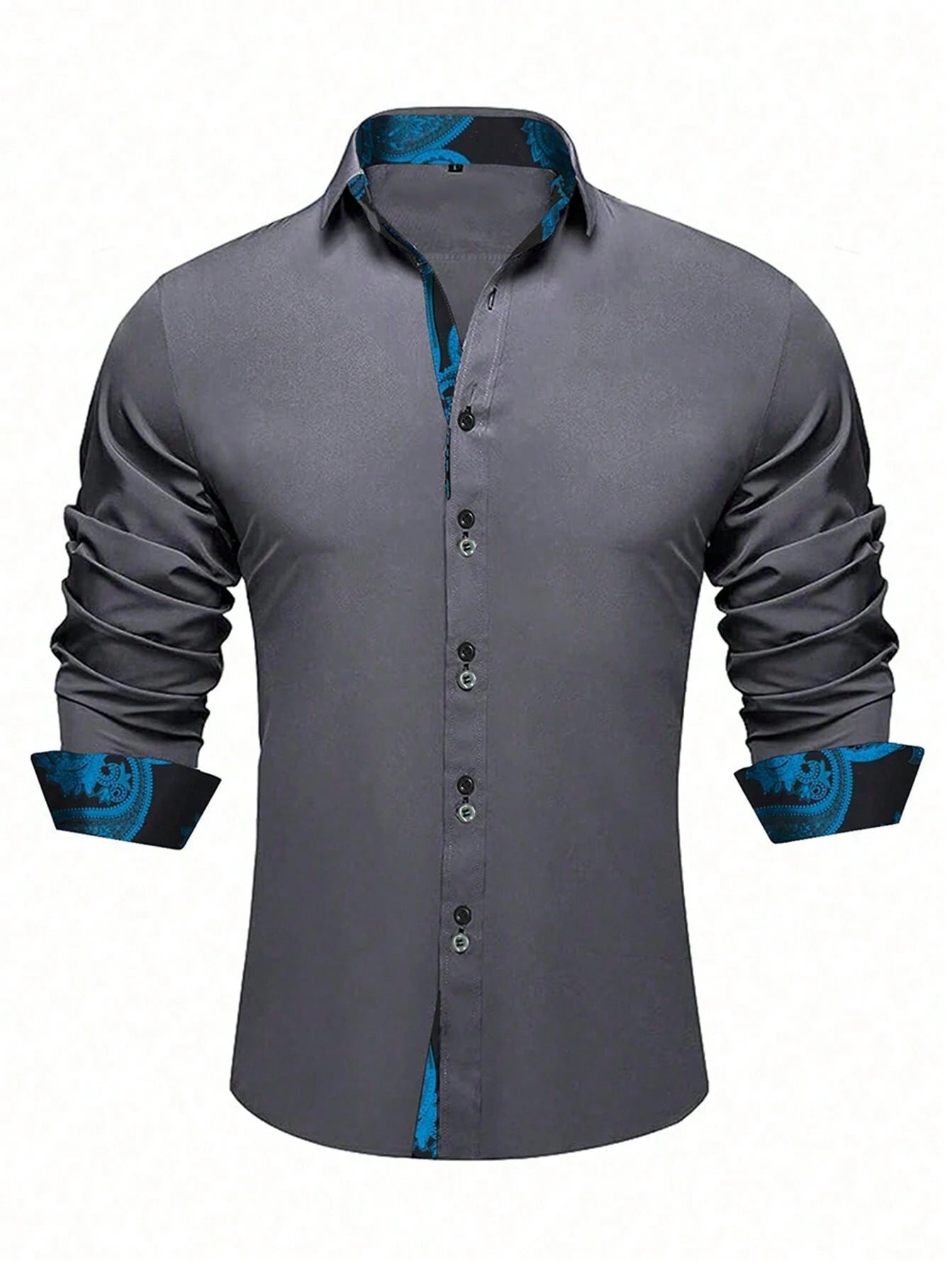 7869 a08-12 Camisa con estampado de paisley con botón