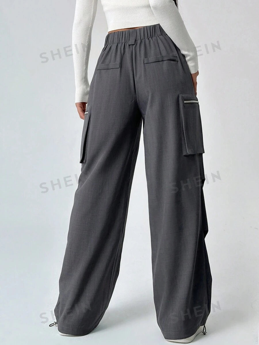 11657 A05-12 Pantalones De Patchwork Con Diseño De Bolsillo Y Cremallera En La Parte Delantera Y Con Cremallera Para Mujer