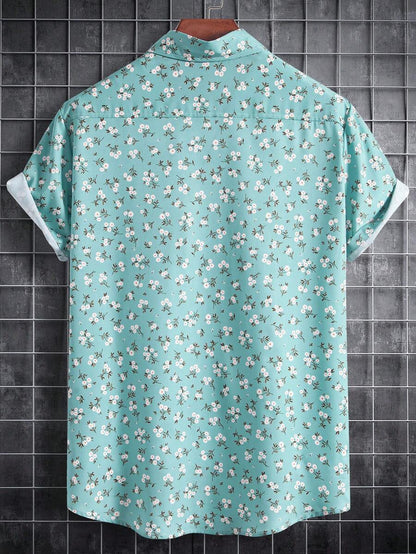 13803 2a-04-21 Camisa De Manga Corta Para Hombres Con Diseño Floral Pequeño