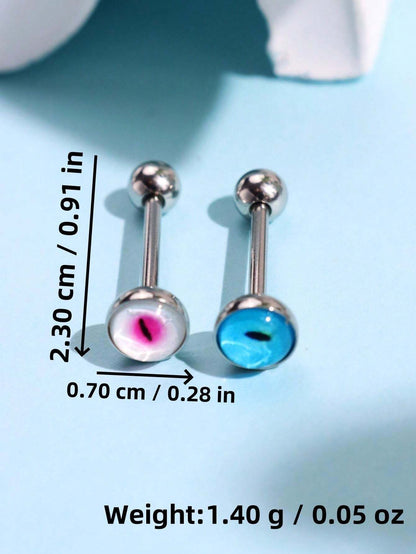 16295 1b-03-10 Joyería de piercing de lengua con forma de ojo metálico holográfico