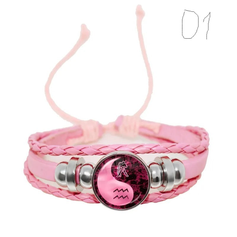 13766 2b-02-09 Pulsera de cuero rosa 1 Pza