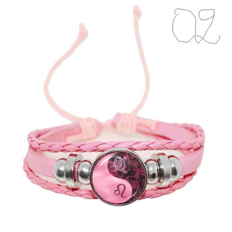 13766 2b-02-09 Pulsera de cuero rosa 1 Pza