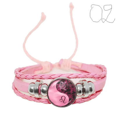 13766 2b-02-09 Pulsera de cuero rosa 1 Pza