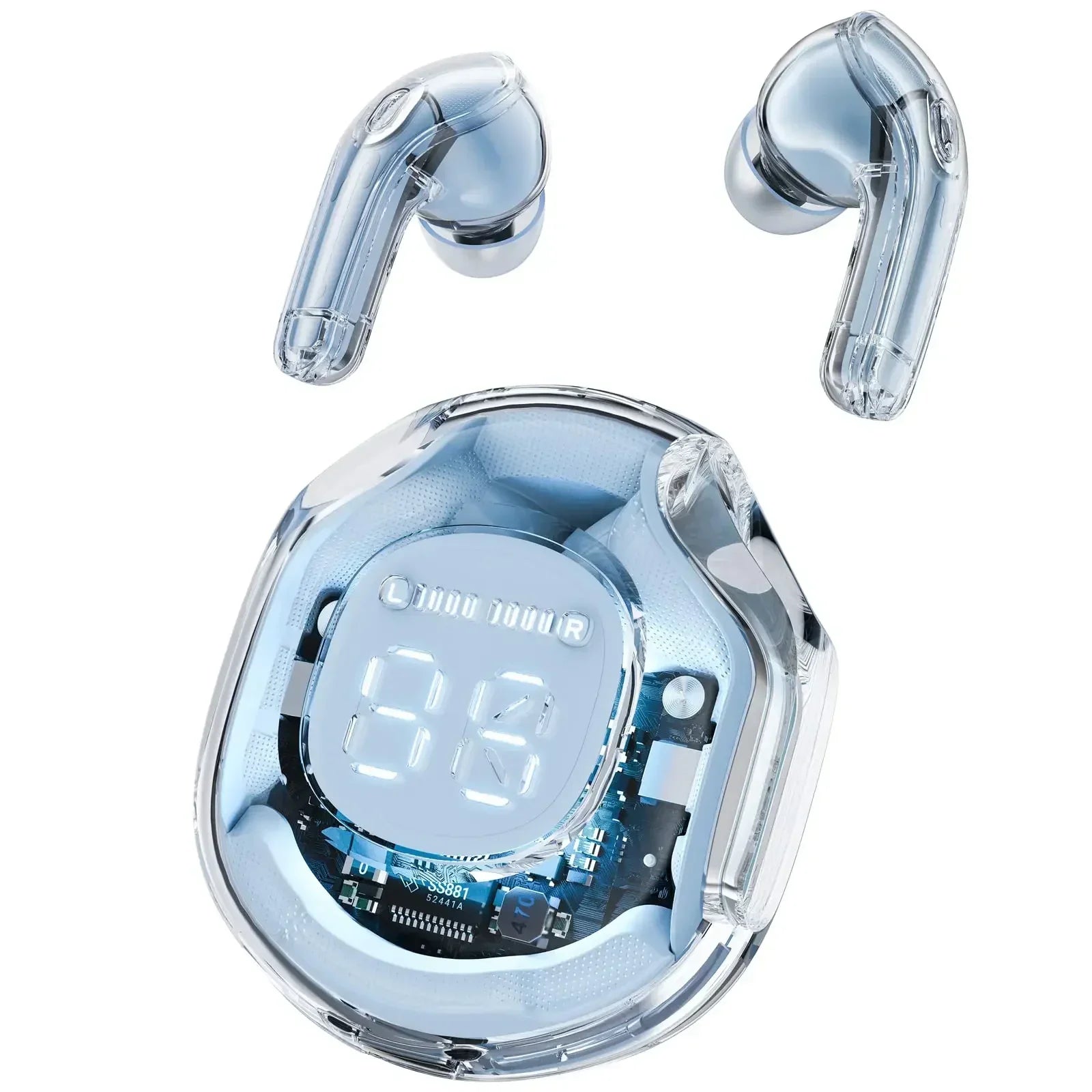 11387 B05-04 Auriculares inalámbricos TWS con Bluetooth, cascos deportivos con pantalla Digital transparente